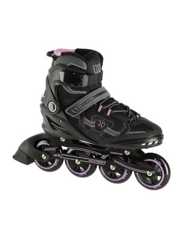 Patins em linha NILS EXTREME BLACK-PURPLE | Conforto para iniciantes