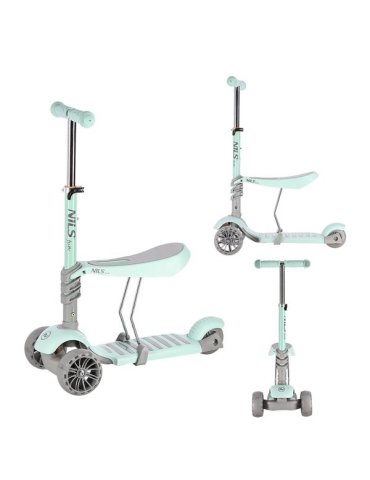 Patinete 2 en 1 Nils Fun - Scooter y Correpasillos con Luces LED