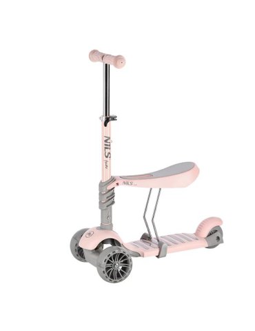 Patinete 2 em 1 crianças Nils Fun Rosa - Scooter e triciclo para pequeno