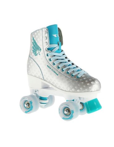 Nils Extreme 4 Wheel Skates Silver-Turquoise - Safe Beginner Skates