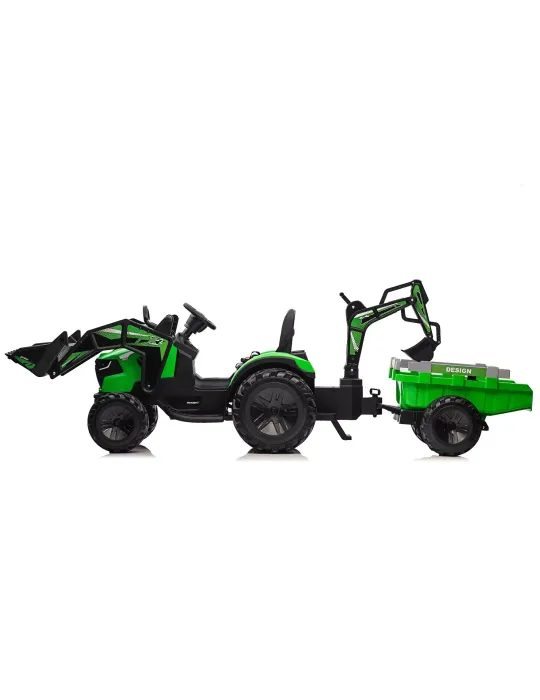 Tractor Infantil TOP-WORKER 12V – Monoplaza, Ruedas EVA, Remolque