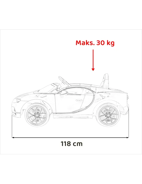 Carro elétrico infantil Bugatti Chiron 12V |Controle dos pais e luzes LED CARROS ELÉTRICOS INFANTIS - Patilandia 