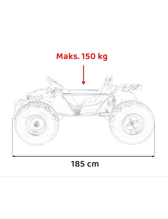 General 63 - Carro Elétrico Infantil Todo Terreno com Motor 800W e Dois Lugares